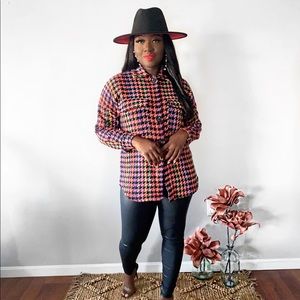 Multicolor Houndstooth Shacket